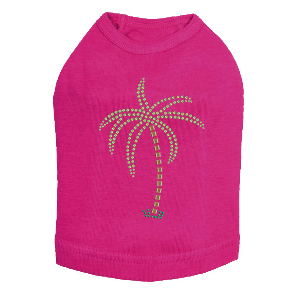 Palm Tree - Green Rhinestones dog tank for small and big dogs