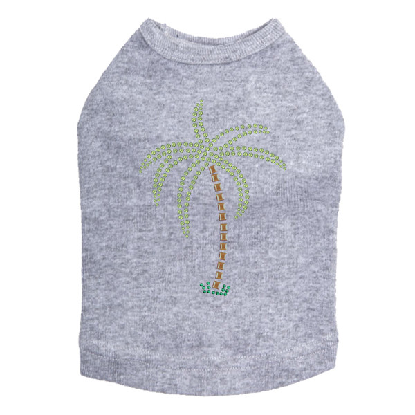 Palm Tree - Green Rhinestones dog tank for small and big dogs