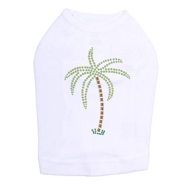 Palm Tree - Green Rhinestones dog tank for small and big dogs