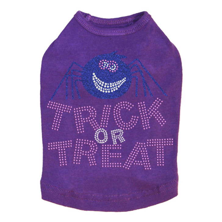 Trick or Treat with Blue Glitter Spider - Dog Tank