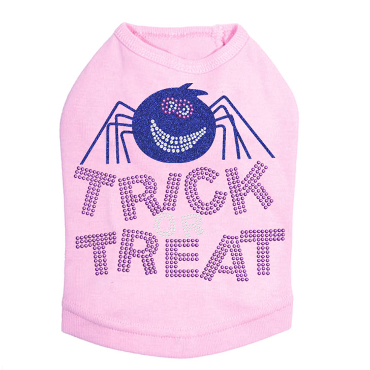 Trick or Treat with Blue Glitter Spider - Dog Tank