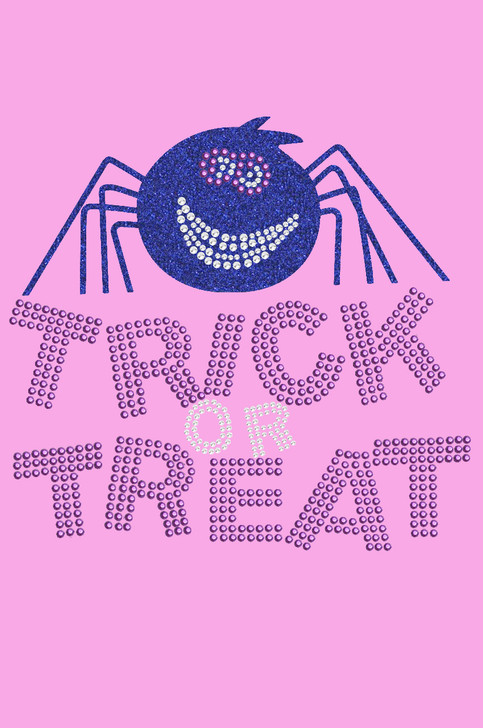 Trick or Treat with Blue Glitter Spider - Women's Tee