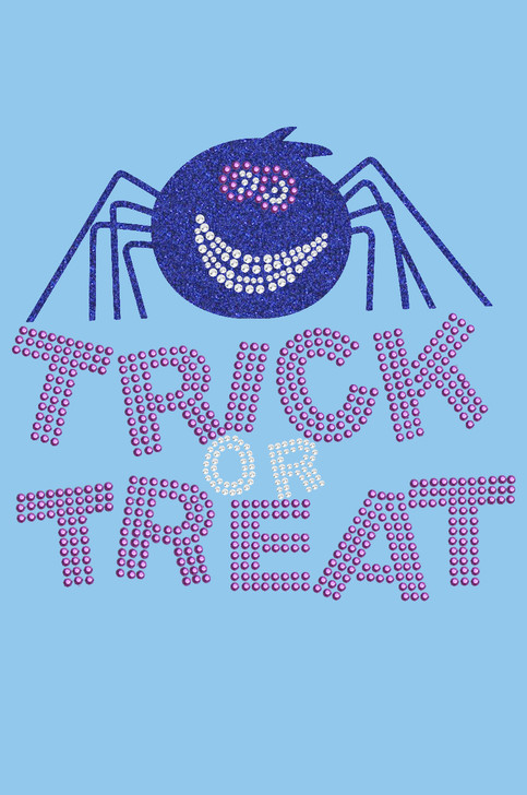 Trick or Treat with Blue Glitter Spider - Women's Tee