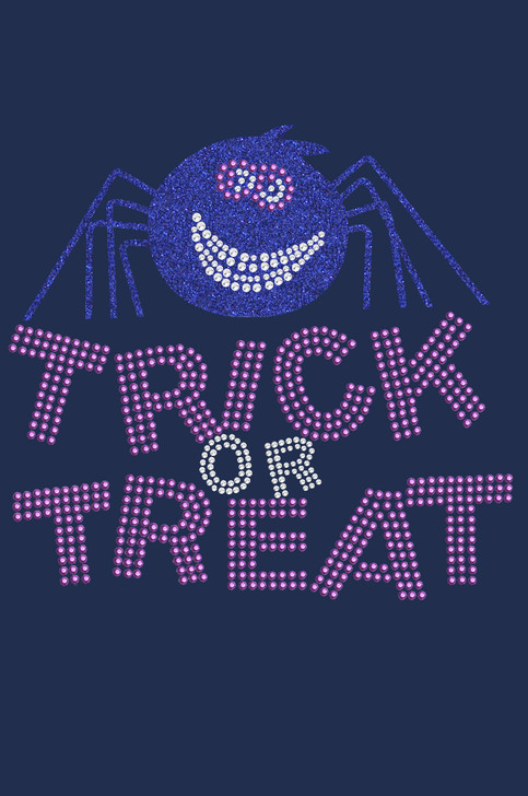 Trick or Treat with Blue Glitter Spider - Women's Tee
