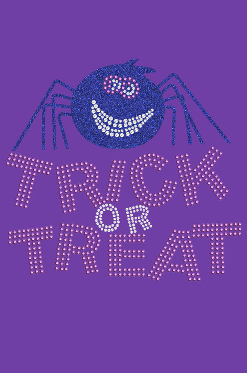 Trick or Treat with Blue Glitter Spider - Women's Tee
