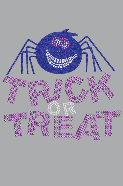 Trick or Treat with Blue Glitter Spider - Women's Tee