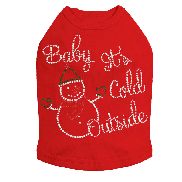 "Baby It's Cold Outside" Snowman Rhinestone Dog Tank