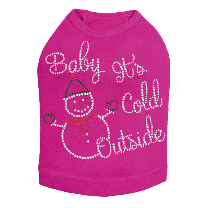 "Baby It's Cold Outside" Snowman - Fuchsia Dog Tank