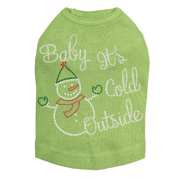 "Baby It's Cold Outside" Snowman - Lime Dog Tank