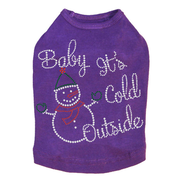 "Baby It's Cold Outside" Snowman - Purple Dog Tank