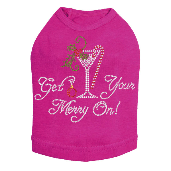 Christmas Martini - Fuchsia Dog Tank
