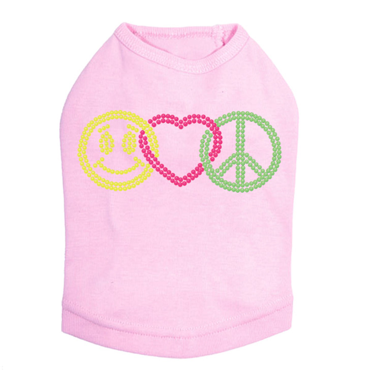 Smiley Face, Love, Peace Dog Tank