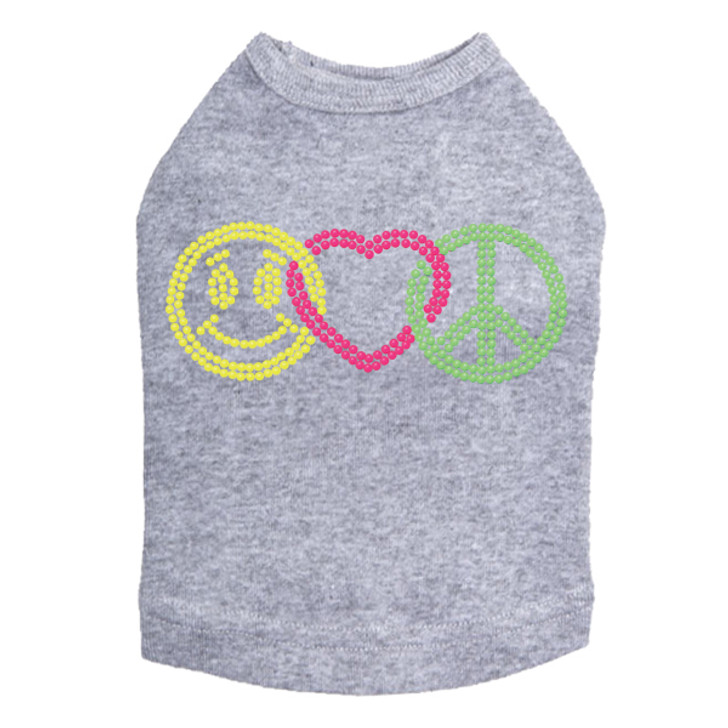 Smiley Face, Love, Peace Dog Tank