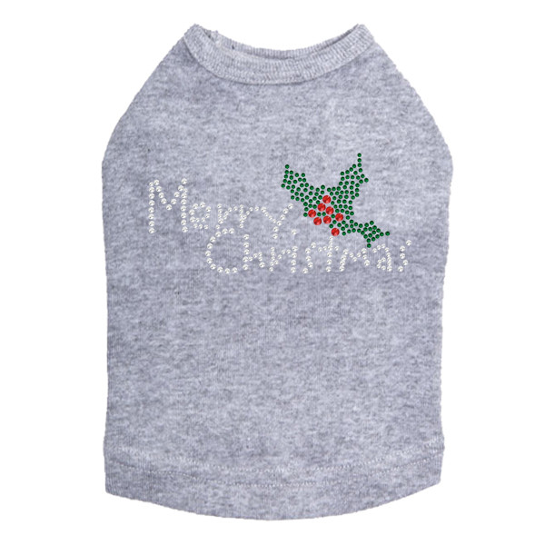Merry Christmas with Holly - Gray Dog Tank
