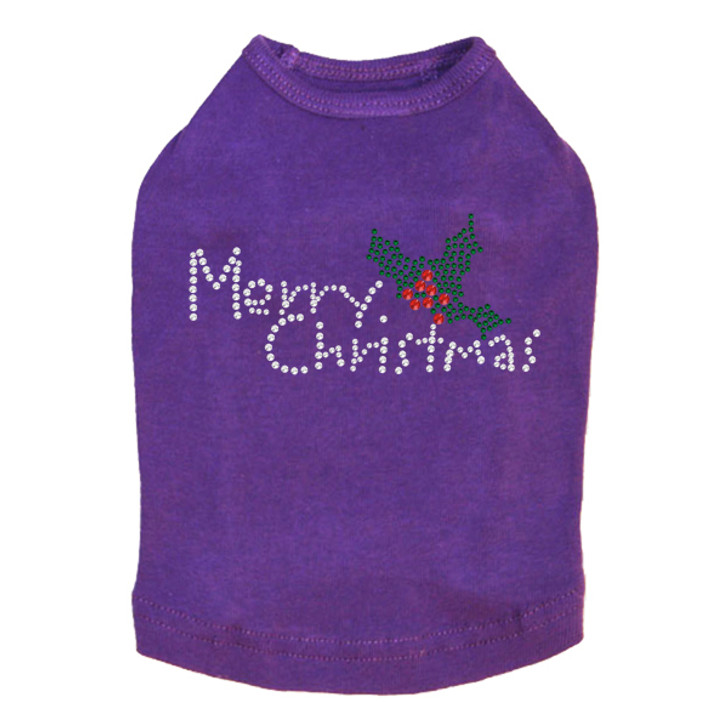 Merry Christmas with Holly - Purple Dog Tank