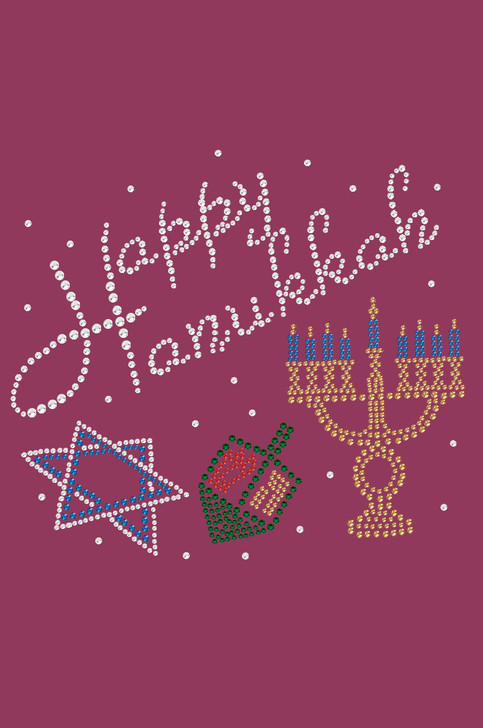Happy Hanukkah - Dreidel, Menorah and Star of David - Bandanna