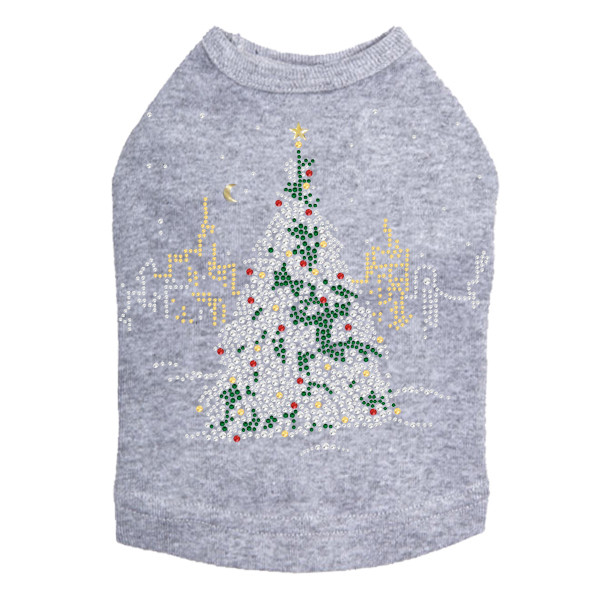 Christmas Tree in the City Rhinestone Dog Tank