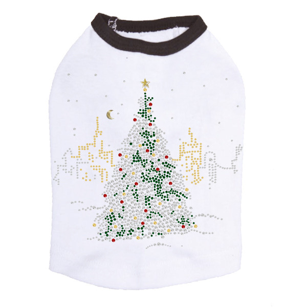 Christmas Tree in the City - White/Black Dog Tank