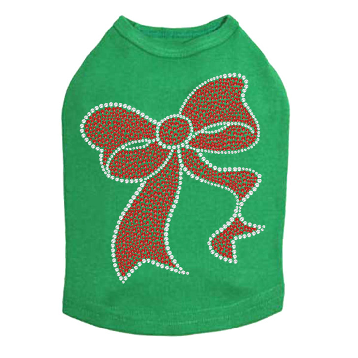 Red Rhinestone Bow - Kelly Green Dog Tank