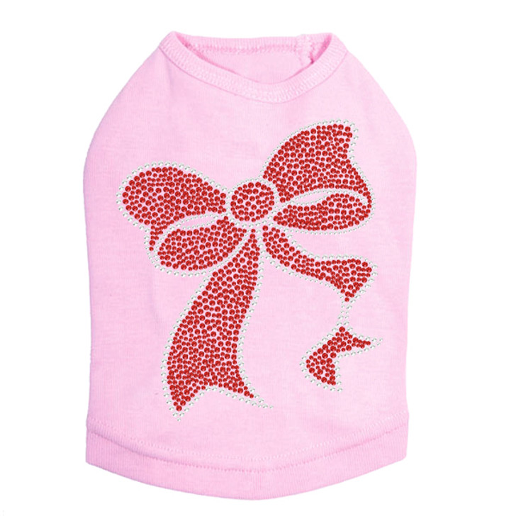 Red Rhinestone Bow - Pink Dog Tank