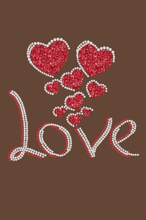 Love with Red Glitter Hearts - Women's Tee