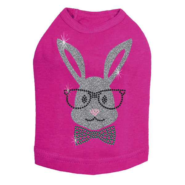 Bunny with Glasses and Bow Tie Rhinestone Dog Tank