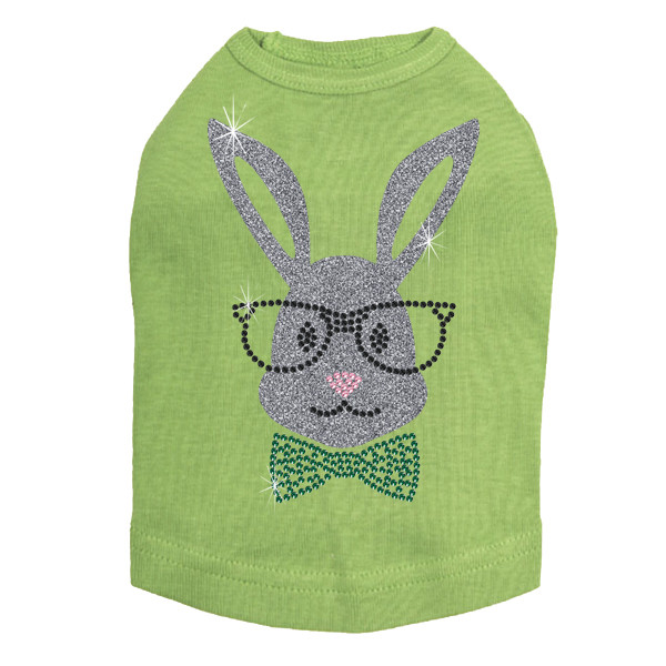 Bunny with Glasses and Bow Tie Rhinestone Dog Tank
