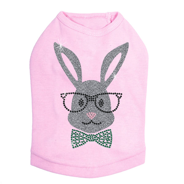 Bunny with Glasses and Bow Tie Rhinestone Dog Tank