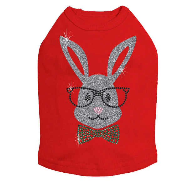 Bunny with Glasses and Bow Tie Rhinestone Dog Tank