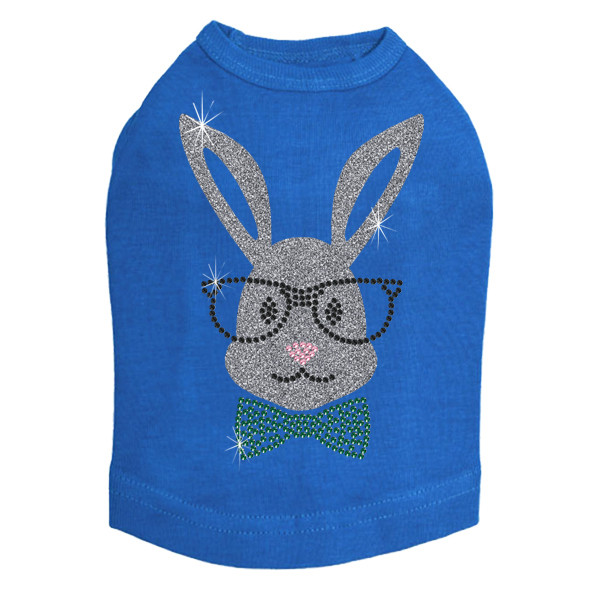 Bunny with Glasses and Bow Tie Rhinestone Dog Tank