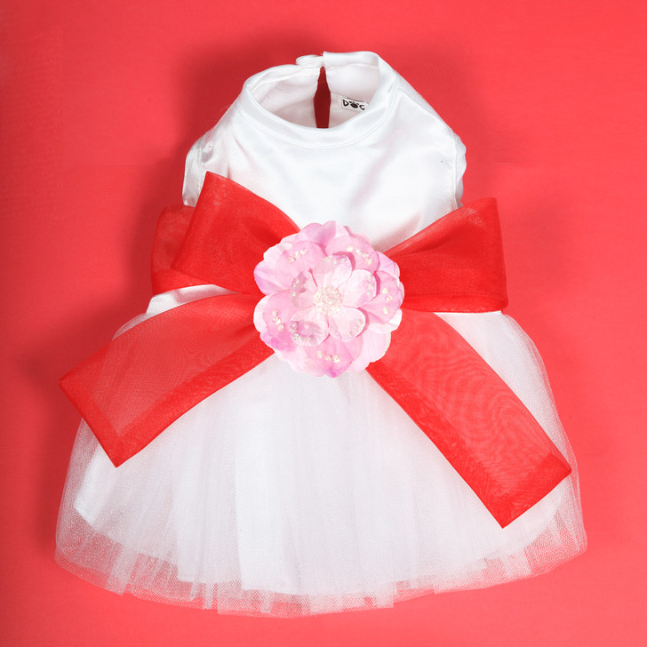The Madeleine Harness Dog Dress with Red Sash