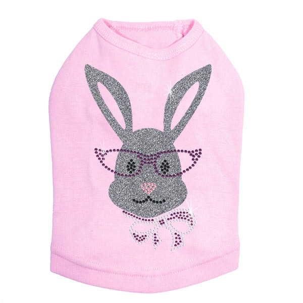Girl Bunny with Glasses and Bow Rhinestone Dog Tank