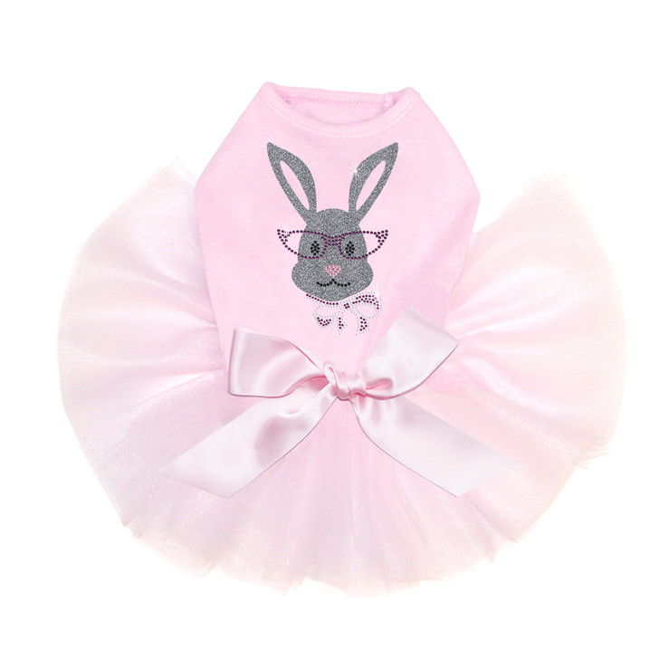 Girl Bunny with Glasses and Bow - Custom Tutu for large and small dogs