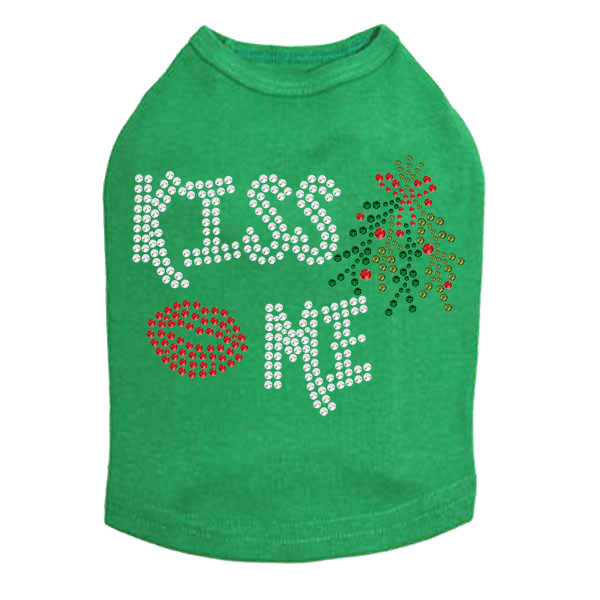Kiss Me under the Mistletoe - Kelly Green Dog Tank
