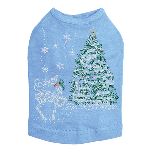 Christmas Tree with Reindeer - Blue Dog Tank