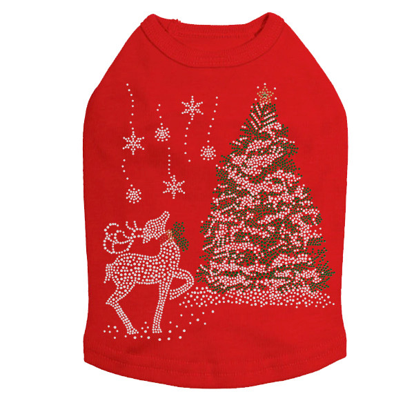Christmas Tree with Reindeer - Red Dog Tank