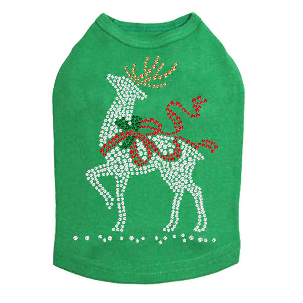 Reindeer with Red Bow Rhinestone Dog Tank