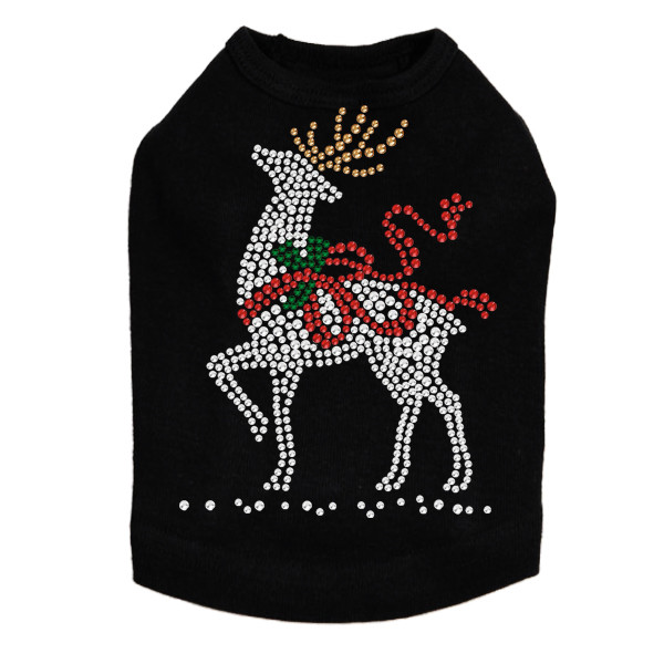Reindeer with Red Bow - Black Dog Tank