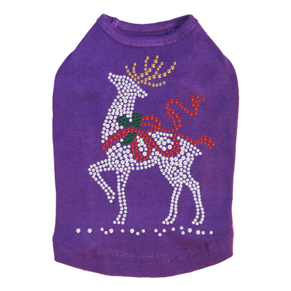 Reindeer with Red Bow - Purple Dog Tank