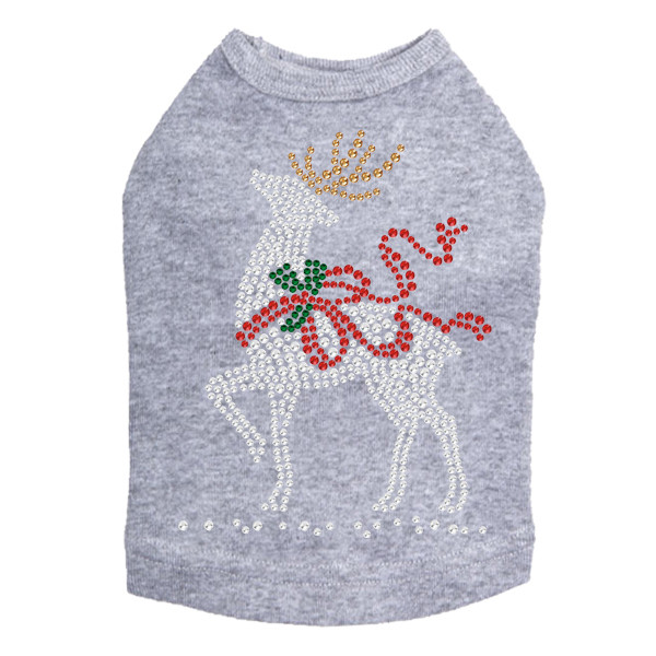 Reindeer with Red Bow - Gray Dog Tank