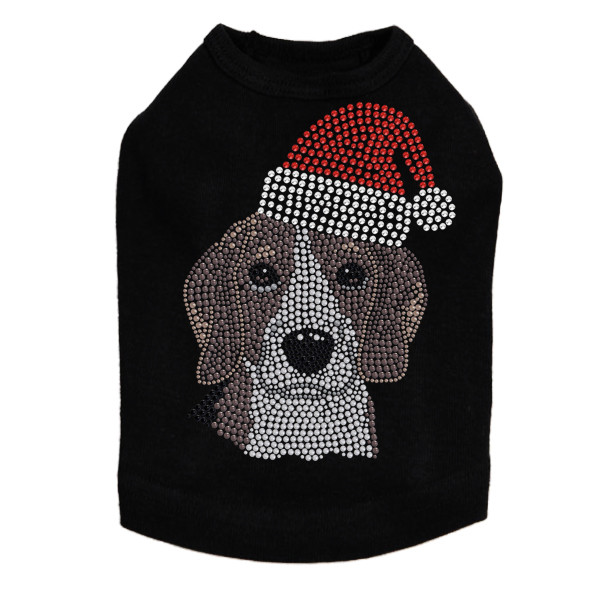 Beagle with Santa Hat Rhinestone Dog Tank