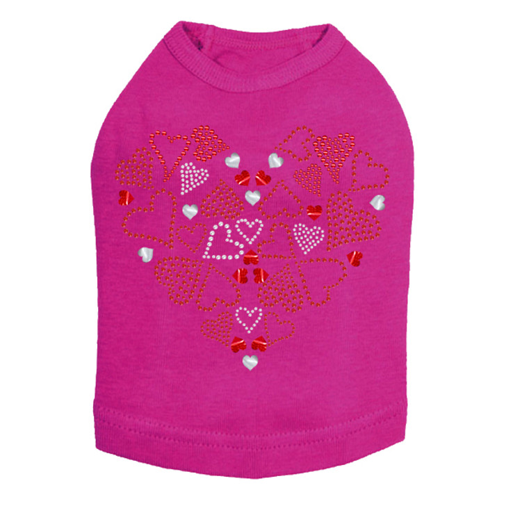 Red Heart with Hearts - Dog Tank