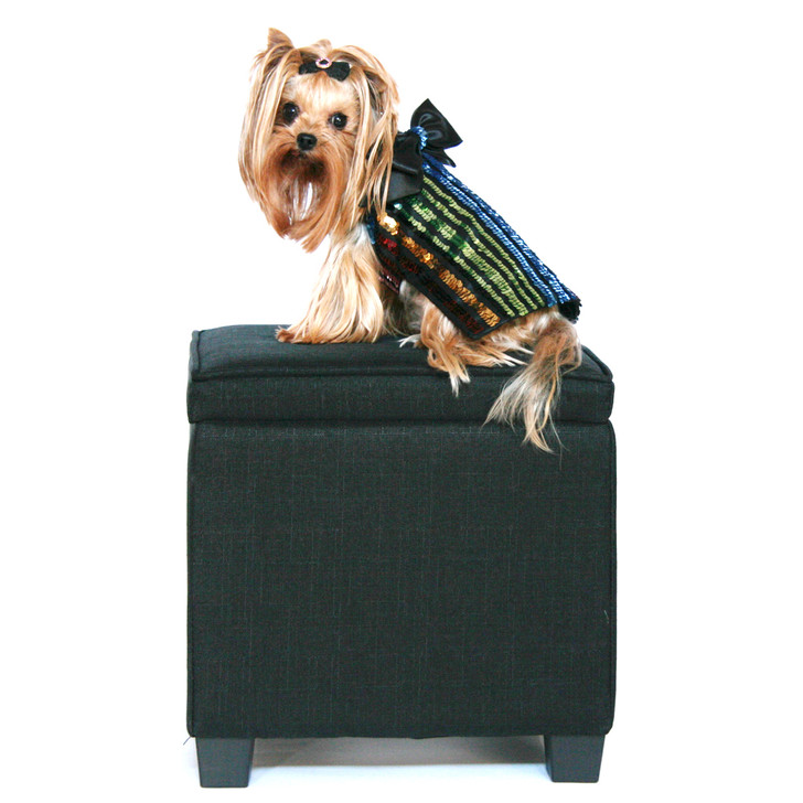 Striped Sequin Party Dress with Detachable Tulle Skirt- Size XS