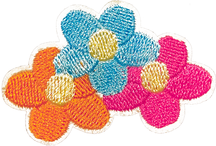 Pink, Orange, Turquoise Flowers Patch