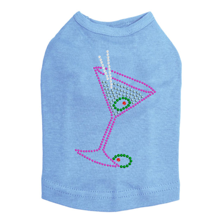 Martini - Fuchsia with Blue Rhinestones - Dog Tank