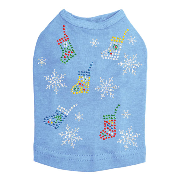 Stockings & Snowflakes Rhinestone Dog Tank