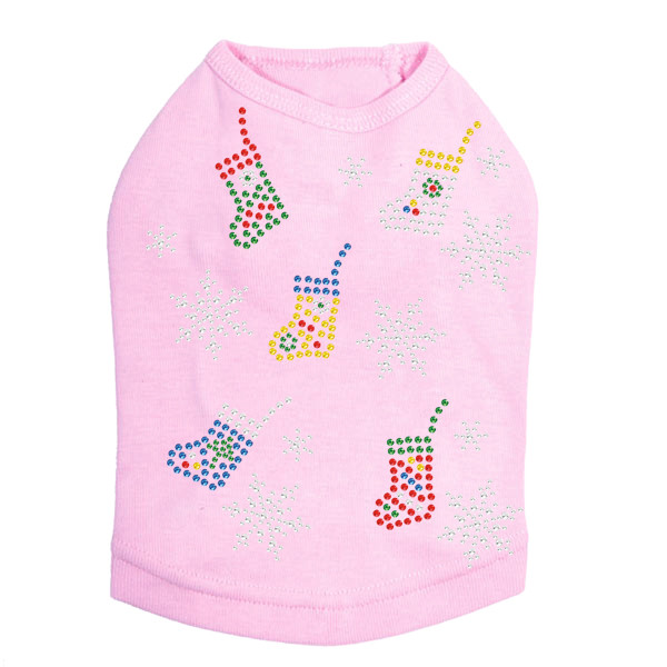 Stockings & Snowflakes Rhinestone Dog Tank