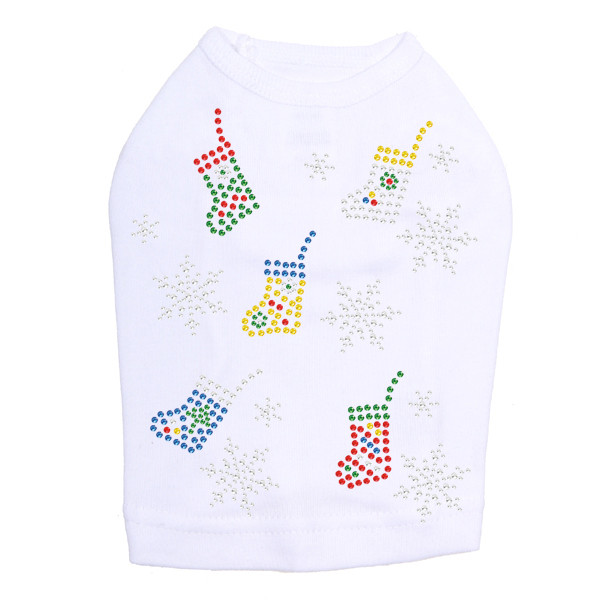 Stockings & Snowflakes Rhinestone Dog Tank