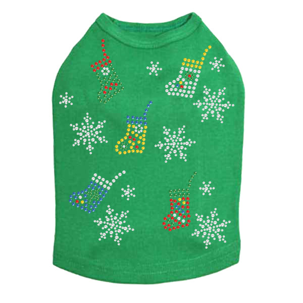 Stockings & Snowflakes Rhinestone Dog Tank