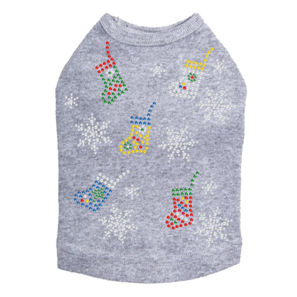 Stockings & Snowflakes Rhinestone Dog Tank